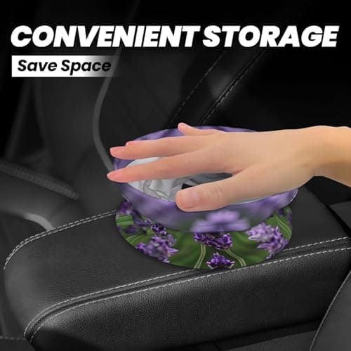 MDATT Purple Lavender Floral Flowers Car Trash Can Leak-Proof Organizer For Long Road Trips And Family Vacations — view 4