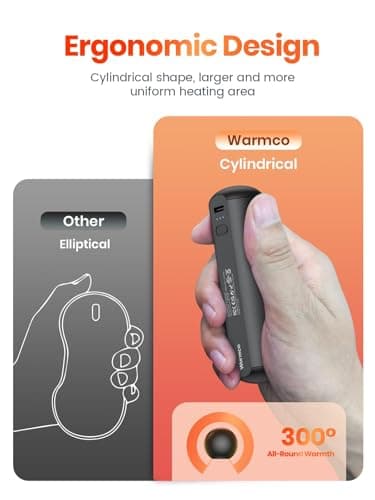 Hand Warmers Rechargeable 2 Pack, Warmco 10000mAh Reusable Magnetic Electric Handwarmers Heater Portable, Single 9Hrs Warmth 3 Levels Heat Up to 58°C Pocket Battery Heater Keep You Warm in Winter — view 3