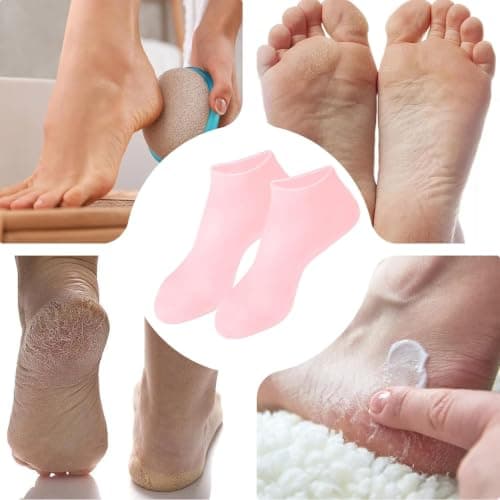 2PCS Silicone Socks for Moisturising Feet, Silicone Foot Care Socks, Silicone Gel Socks for Women Dry Feet Daily Use,Soft Gel Foot Socks for Dry Cracked Feet&Heel — view 5