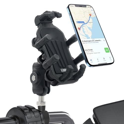 Omquot Motorcycle Fork Pin Phone Mount Adjustable Shock Absorbing Holder for 4.9 To 8.1in Smartphones and ATVs (M10 Ball Head; Bottom Diameter 10mm/0.39inch) — view 5