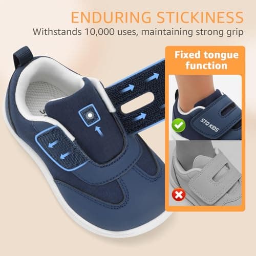 STQ KIDS Barefoot Shoes Kids Trainers Boys School Shoes Girls Toddler Baby First Walking Running Boy Girl Sneakers Light Soft Child Extra Wide Toe Box Tennis Minimalist Navy Toddler Size 5 — view 6