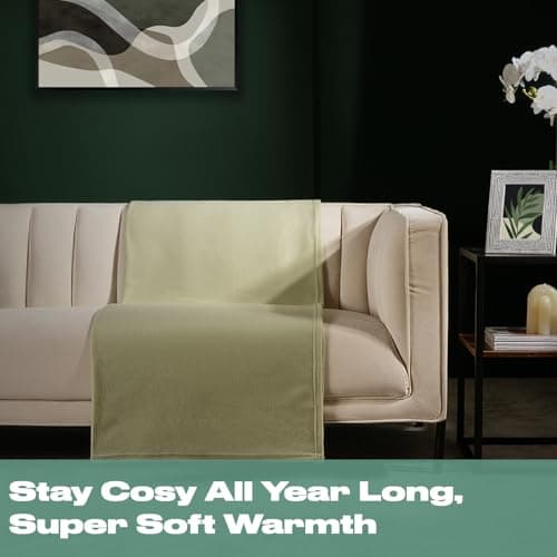 Dreamscene Wholesale 10 x Fleece Blanket Green Throw, Soft Cosy Warm Throws for Sofas Bed Couch Settee Throws Joblot Travel Garden Blanket Single Bed Throw Bulk, Sage Green - 120 x 150cm — view 4