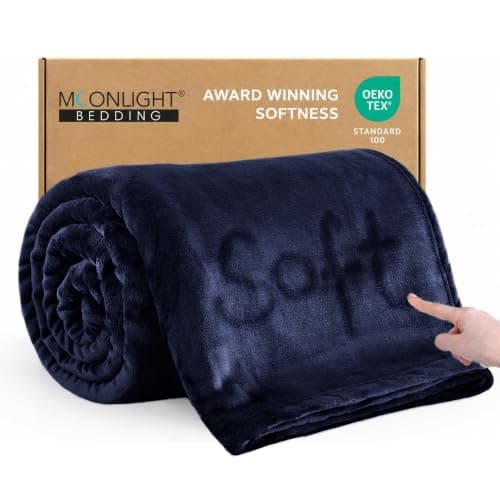 MOONLIGHT20015 Fleece Throw Blanket for Sofa - Soft Cosy Fluffy Blankets for Bed, 400 GSM Silk Touch Warm Single Throws for Audlts, Navy, 130x150 cm
