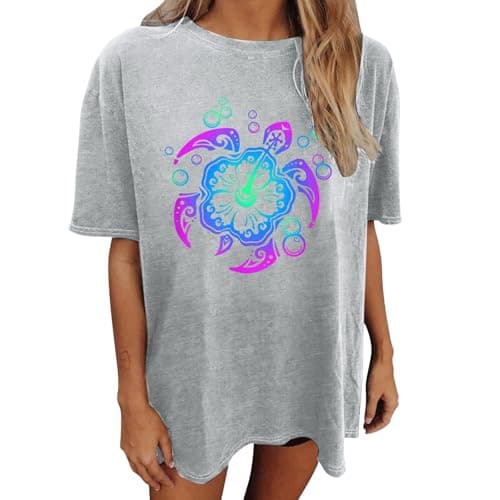 2026 New Womens T Shirt Travel Weekend Layer Crew Neck Short Sleeve Lightweight Polyester Soft Handle Turtle Tank Beach for Beach Holiday City Break Everyday Styling Light Gray L