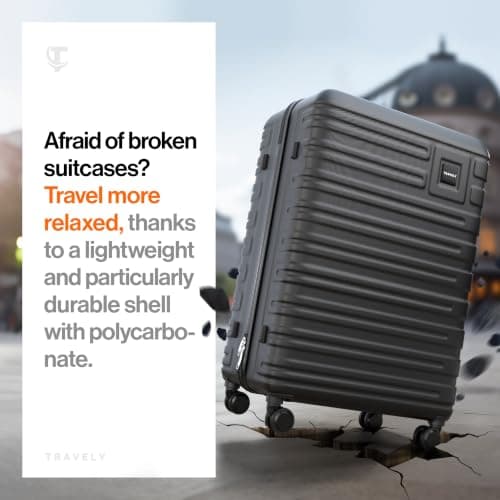 Travely Polycarbonate XL Suitcase Large 77cm - 158cm Linear Dimensions - 20kg Suitcase Including TSA Lock, Hard Shell, Travel Case — view 2