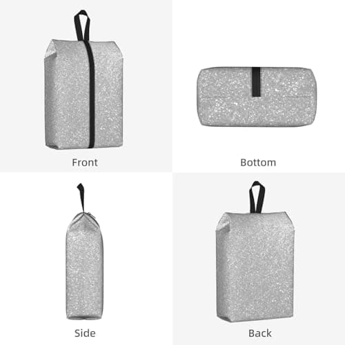 Faux Sparkly Silver Glitter Printed, Travel Shoe Bags 2 Pack, Waterproof Shoe Storage Bags, Shoe Organizer for Travel and Home — view 2