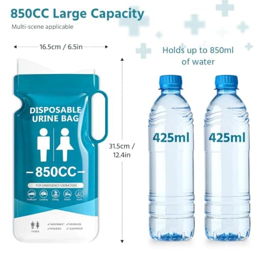 Newthinking Disposable Urine Bags, 850ML Emergency Camping Pee Bags Unisex — view 2