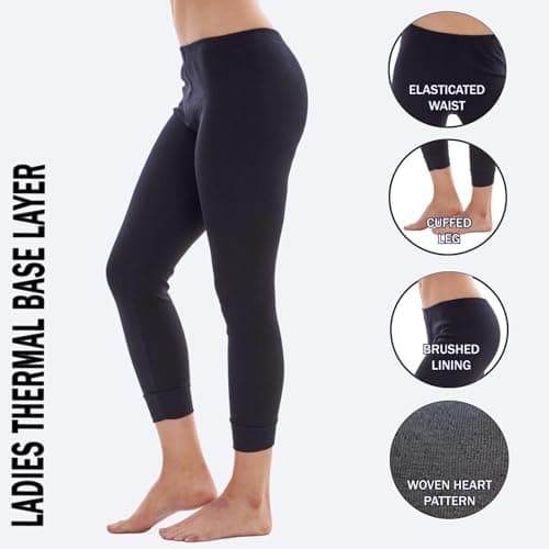Keanu Heatforce Ladies Thermal Bottoms - Pack of 3 - Winter Warm 0.45 TOG Brushed Underwear Leggings Lady Janes Baselayer (Black, Large) — view 3