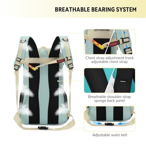 Bseash 40L Lightweight Waterproof Hiking Backpack with Rain Cover,Outdoor Sport Travel Daypack for Camping Climbing Skiing Cycling — view 3