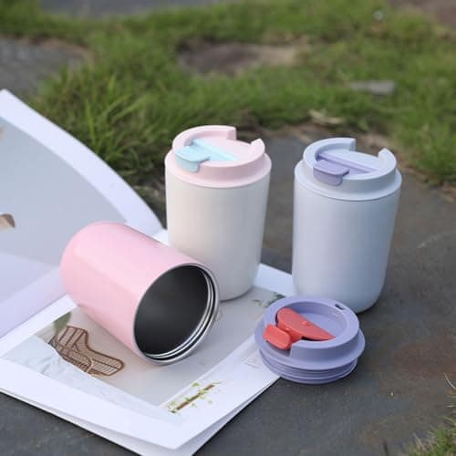 Mini Insulated Cup 400ml Stainless Steel Vacuum Travel Mug Leak-Proof Flip-Top Lid Portable Thermal Coffee Flask Compact Reusable Container for Hot Cold Drinks [Object Object] [Object Object] — view 3