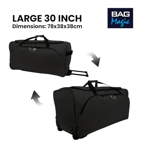 Bordlite 30" Black Extra Large Wheeled Holdall – Durable Twill 2-Wheel Travel Bag with Trolley Handle & 127L Capacity – Heavy-Duty Duffel Luggage for Holidays & Work Trips — view 5