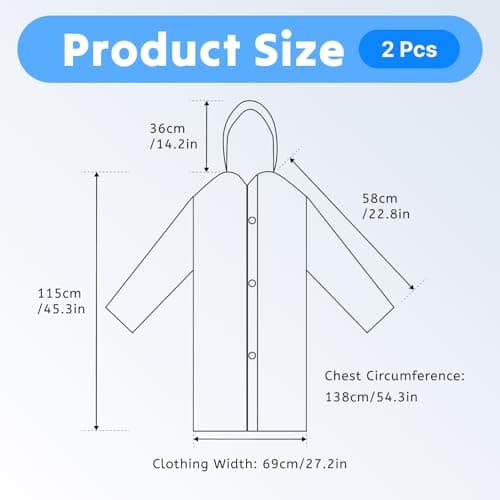 AropaeenGlowry 2-Pack White Waterproof Rain Poncho with Hood & Sleeves - Reusable EVA Raincoat for Adults, Camping & Travel — view 2
