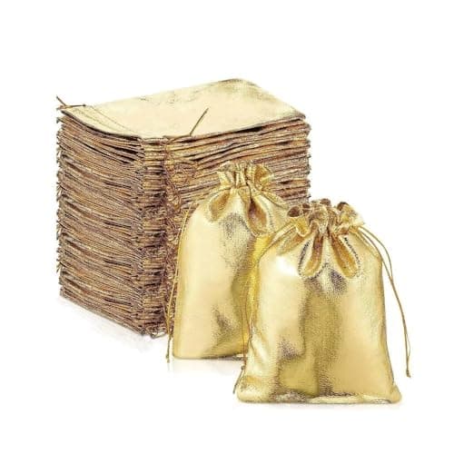 Packing Bags - Gold Foil Cloth Pouches(Golden,7x9cm) — view 2