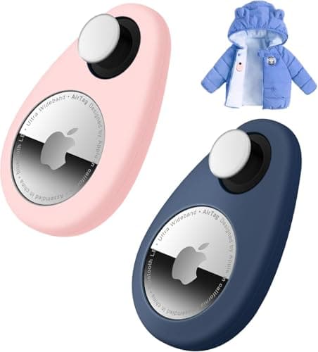 Airtag Holder for Kids Baby Toddler Hidden 2 Pack GPS Tracker Case, Anti-Removal Airtag Silicone Case with Safety Pins (Blue+Pink)