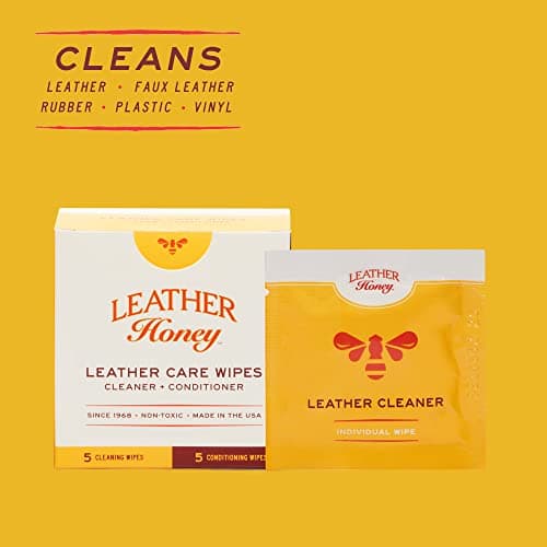 Leather Honey Leather Care Wipe Kit: Clean & Restore On-The-Go. Use for Leather Couches, Car Seats, Purses, Shoes & Bags. Safe for Any Color. Non-Toxic & Ready-to-Use. 5 Cleaner & 5 Conditioner Wipes — view 3