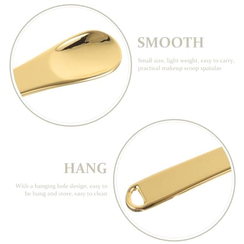 Operitacx 3pcs Mini Cosmetic Spatulas Reusable Face Cream Spoons Metal Beauty Applicators for Eye Cream and Skincare, Gold Silver Rose Gold Colors, Travel-friendly Tiny Makeup Scoops — view 3