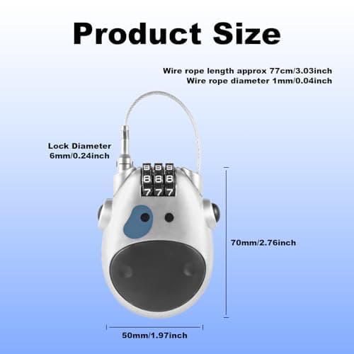 2PCS 77CM Retractable Cable Lock for Bikes, 3 Digit Combination Locks — view 2
