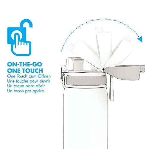 Ion8 Water Bottle, 500 ml/18 oz, Leak Proof, Easy to Open, Secure Lock, Dishwasher Safe, BPA Free, Hygienic Flip Cover, Carry Handle, Fits Cup Holders, Easy Clean, Carbon Neutral, Blue — view 2