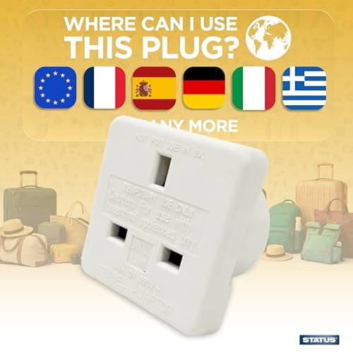 STATUS UK to EU Adapter, England European Socket 3 Pin to 2 Pin Plug, Travel Adaptor 10 amp, Pack of 2,(SEUROAB2PK4) — view 4