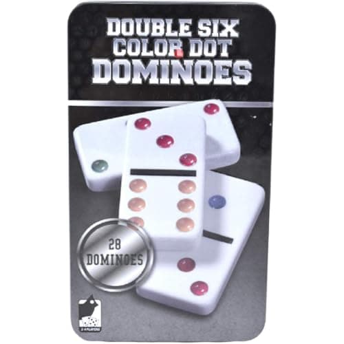 KAV 19 x 11 cm Double 6 Dominoes Set in Gift Tin Box Educational Board Games - Bright Coloured Set for Adults and Kids - 4.75 x 2.4 cm Domino Pieces Gift Tin Box — view 4