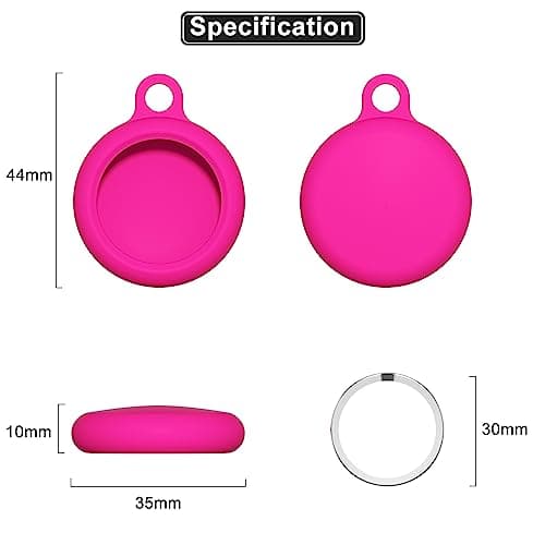 oakxco for Airtag Keychain Silicone, Airtag Holder with Key Ring, Air Tag Cover Cute Accessories for Kids, Luggage, Car Dog Collar, Car, Compatible with Apple Airtag Case Waterproof Tracker, Hot Pink — view 6