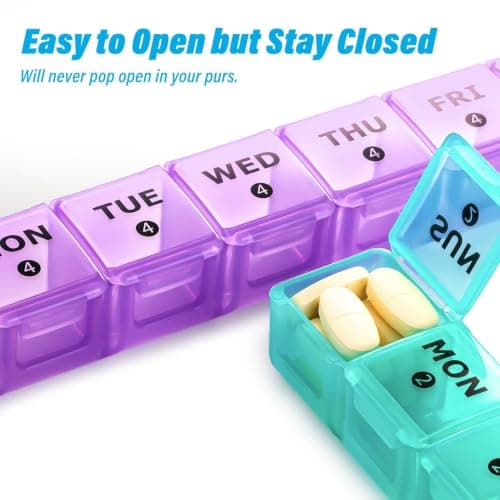 Yaklim Monthly Pill Box Organiser: Extra Large Monthly Pill Organiser 4 Week Daily Pill Container with Dust-Proof Tablet Case - 28 Day Travel Medicine Dosette Box XL Copartments Vitamin Holder — view 3