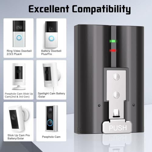 JYJZPB 7200mAh Quick Release Ultra Battery for Ring Pro/Plus, 2Pack V4 Rechargeable Battery Pack with Charger Station, for Ring Doorbell Camera 2/3/3+/4, Stick Up Cam (2nd & 3rd Gen) and Spotlight Cam — view 3