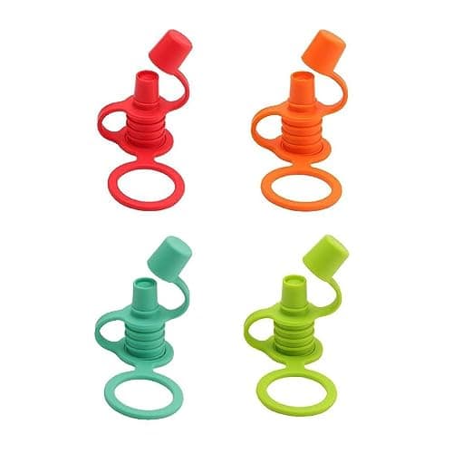 QRONCES 4Pcs Water Bottle Adapter Protects Kids Adult Mouth Portable Silicone Bottle Cap Leak Proof Bottles Top Spout Adapter Water Bottle Cap Protects Kids Mouth Nospill