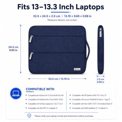 Voova Laptop Sleeve 13.3 Inch, Laptop Case for MacBook Air, Blue — view 2