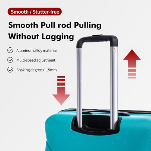 Rocklands® Cabin Suitcase 55x40x20cm Hard Shell TSA Lock, 4 Spinner Wheels, Lightweight Hand Luggage Small Bag, Approved for 100+ Airlines Including Ryanair, EasyJet (Turquoise, Cabin (20 Inch)) — view 6