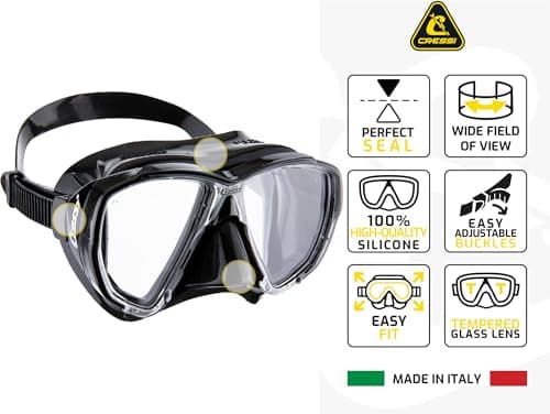 CRESSI Big Eyes + Seal Dry Clear/Black - Combo Set for Adults Big Eyes Mask and Innovative Seal Dry Snorkel, Ideal for Diving and Snorkelling, One Size — view 3