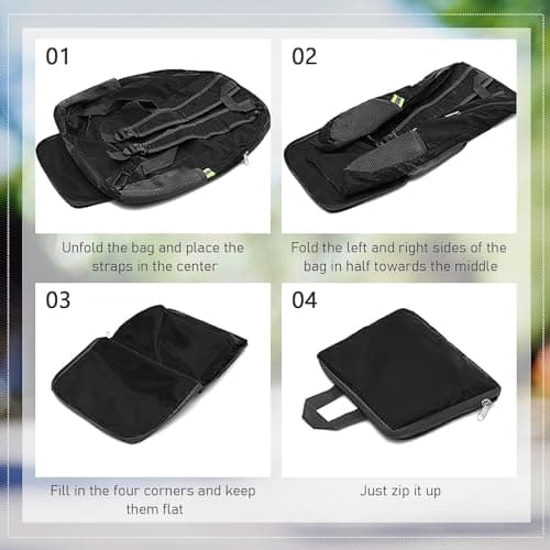 ASMIZ 10 Pack Lightweight Foldable Backpack Bulk, 42cm Black Packable Backpack for Travel, Outdoor Casual Daypack for Schools, Charities, Travel Camping Hiking — view 3