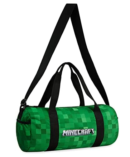 Minecraft Gym Bag for Kids Teens Travel Overnight Sports Duffle Bag Adjustable Strap Kit Bag Large Holdall Gamer Hand Luggage Bag (Green, 41x19x18cm)