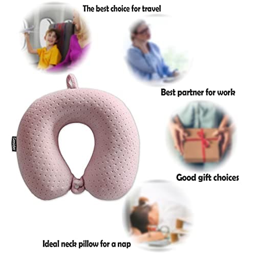 Gosider Neck Pillow for Travel Memory Foam Neck Pillows, Pink — view 5
