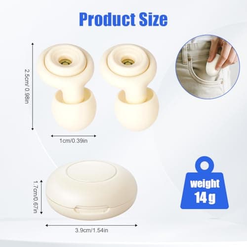 ALIIP Ear Plugs for Sleeping, Reusable Silicone Noise Cancelling Earplugs with 7 Ear Tip Sizes(XS/S/M/L) & Portable Case, Comfortable Hearing Protection for Work, Travel & Focus,White — view 2