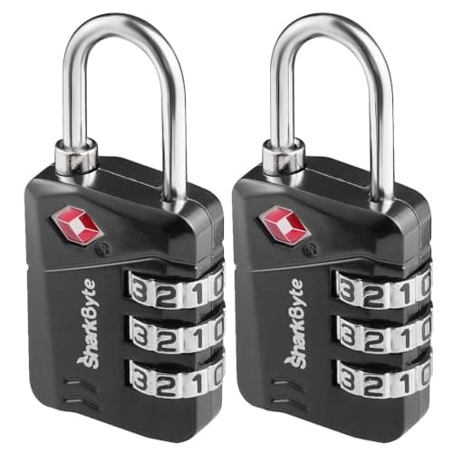 SharkByte TSA Approved Luggage Locks, 3-Dial Security Travel Combination Padlock, Travel Lock for Suitcases Luggage Case, Backpack, Travel Bag, Code Small Padlock, Suitcase Locks (2 Pack)