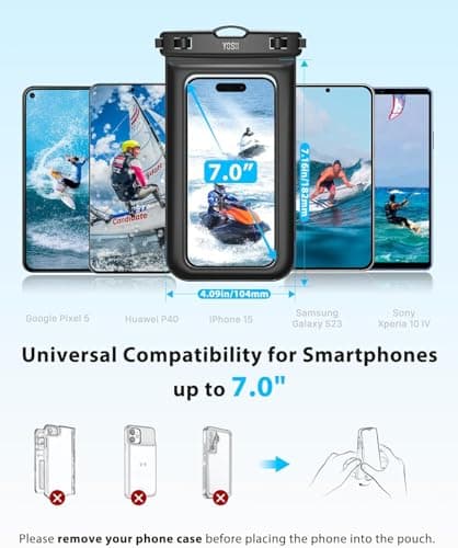 YOSH Waterproof Phone Pouch [IPX8 Certified], Fits Up to 7.0", Black — view 5