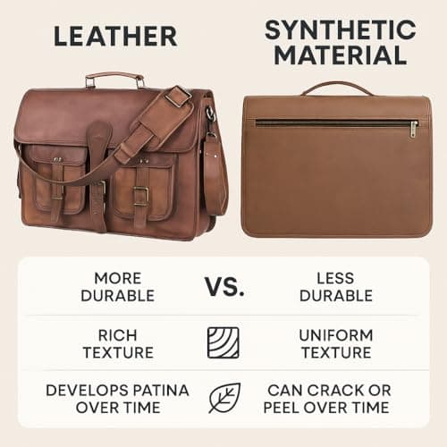 KPL 18 INCH Leather Briefcase Laptop Messenger bag best computer satchel Handmade Bags for men and women — view 5