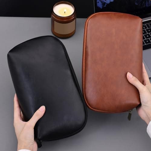Glifora Electronic Accessories Bag - Multi-Compartment Travel Tech Accessories Pouch, Waterproof Faux Leather Pouch Organiser for Cables, Chargers and Power Banks — view 4