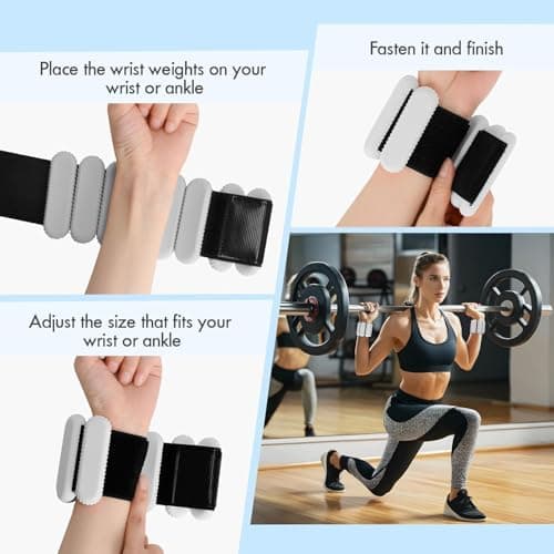 2 PCS Adjustable Wrist Weights Ankle Weights Set for Exercise Walking Jogging Yoga Aerobics Pilates Weight-Bearing Bracelet Fitness Wristband (Grey, 2lbs/each) — view 6
