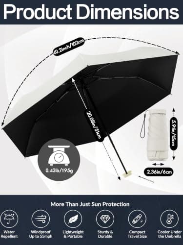 Mini Travel Umbrella for Sun Protection, SPF 50+ Compact UV Umbrella — view 4