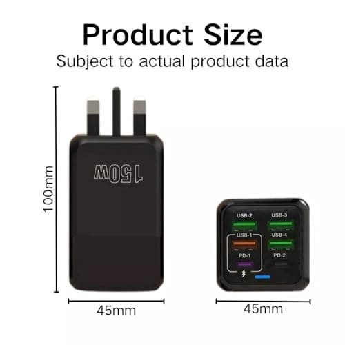 BAAQII Multi Port 150W Flash Quick Charger 4USB+2PD 6 Port PD Cable Fast Charging 5V 3A USB Type C Power Adapter for Iphone Android Samsung Xiaomi Huawei — view 6
