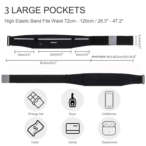 HAISSKY Running Belt, Lightweight Fitness Waist Pack, up to 6.9" — view 2