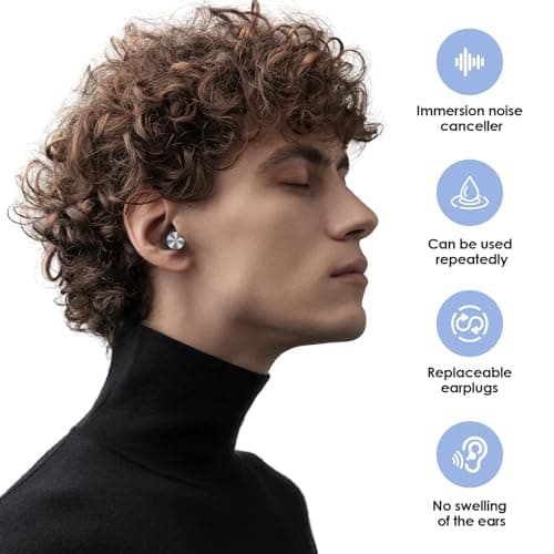 1 Pairs Ear Plugs for Travel,Noise Reduction Earplugs,Comfortable Sleep EarPlugs,Soft Silicone Reusable in Ear Plugs,for Flights,Train Rides,Hotel Stays,Focus and Relaxation(Black+Grey) — view 2