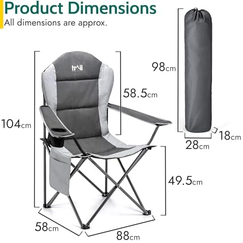 Trail Falcon High Back Camping Chairs, Grey, 2 Pack — view 3