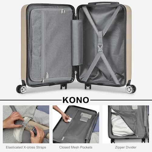 Kono Medium Suitcase Expandable ABS+PC Hard Shell Travel Check in Luggage — view 6