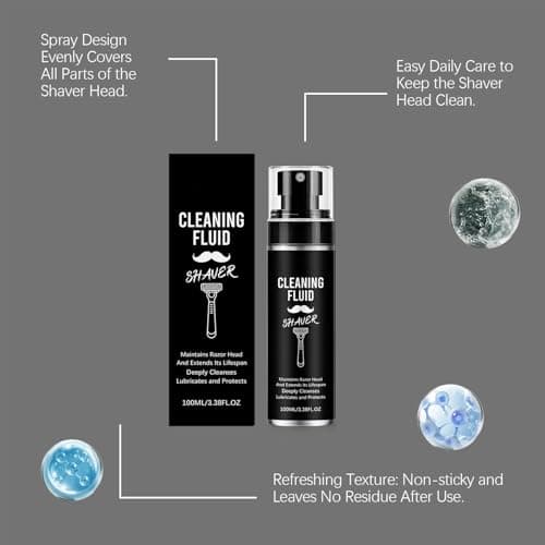 Powerful Shaver Cleaner - Electric Clipper Wash Spray, 100ML Fast Drying Formula, Spray Material Gentle Clean, Grooming Tool Accessory, Men Dad Father Grandpa Home Travel — view 5