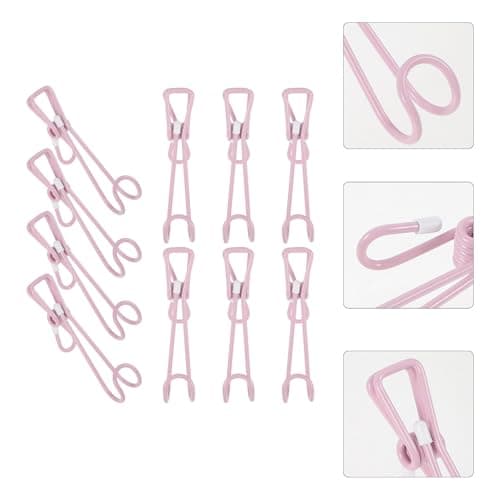 NUOBESTY Long Tail Clips Not Easy to Bend or Break 10 Pcs with Hooks Stainless Steel for Hanging, Strong Metal Spring Clip Hooks for Travel and Bathroom Use — view 3
