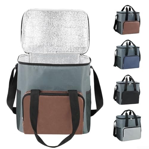 Premium Insulated Picnic Bag, 17L Spacious Cooler Tote with Aluminum Foil Lining, 600D Oxford Lunch Carrier for Family Outings Road Trips Fishing Camping(Brown) — view 6