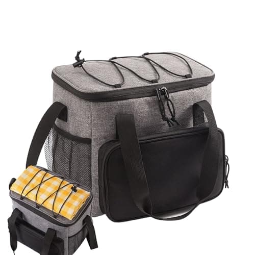 Insulated Bag - Waterproof Oxford Canvas Insulated Tote Bag | Lunch Cooler with Ice Pack for Fishing Carpooling Camping Work Outdoor Road Trip Picnic Golf